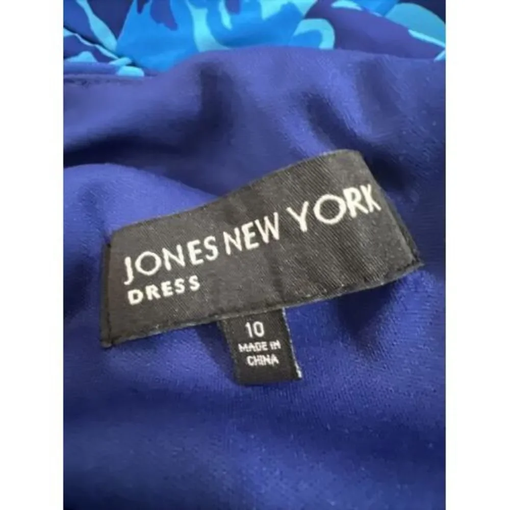 Jones New‎ York Womens Poly/spandex Printed Dress Blue Size 10